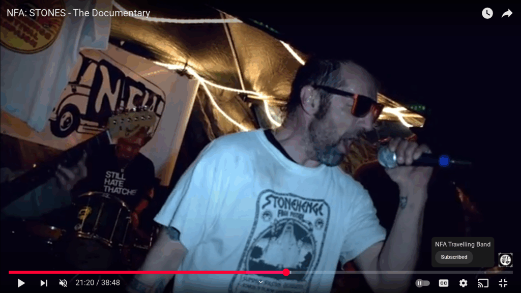 NFA playing on the drove at Stonehenge